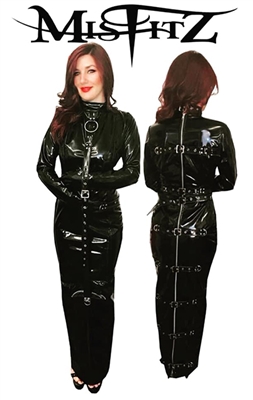 MISFITZ DELUXE BLACK PVC STRAITJACKET HOBBLE DRESS