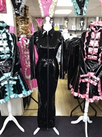 Misfitz black PVC collared hobble dress with detachable belt