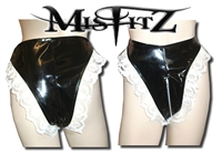 MISFITZ BLACK PVC ZIP CROTCH PANTIES