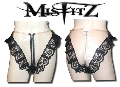 MISFITZ TRANSPARENT PVC PANTIES WITH BLACK LACE