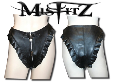 MISFITZ LEATHER LOOK PADLOCK SISSY PANTIES