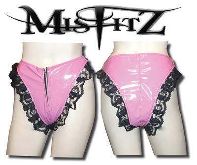 MISFITZ BUBBLEGUM PINK PVC FRILLY MAIDS PANTIES