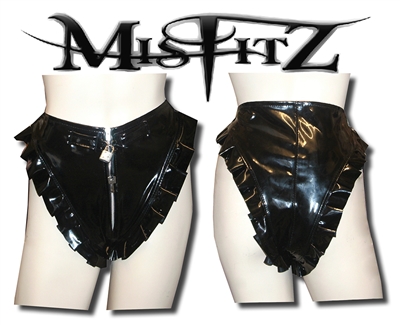 MISFITZ BLACK PVC PADLOCK BONDAGE PANTIES