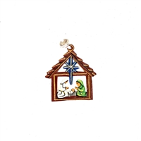 Small Nativity House Ornament - Brown