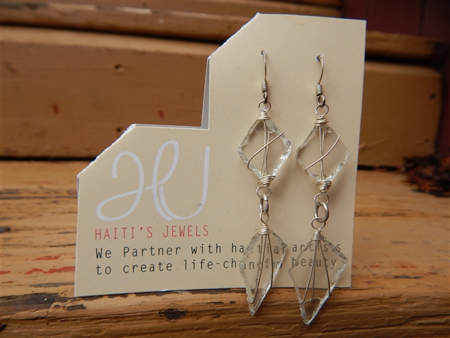 Clear Diamond Glass Earrings