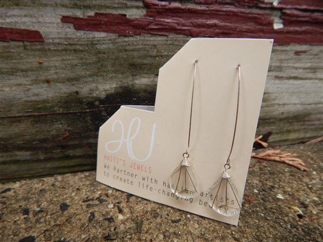 Silver Drop Clear Glass Earrings