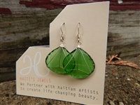 Single Drop Green Glass Earrings