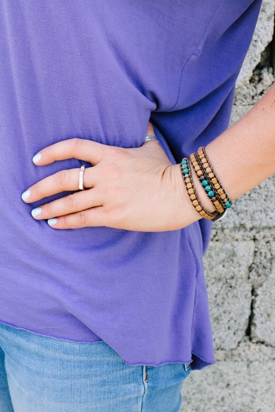 Tan Turquoise Wrap Bracelet