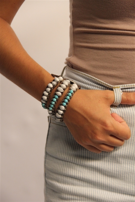 Majok & Turquoise Leather Wrap Bracelet