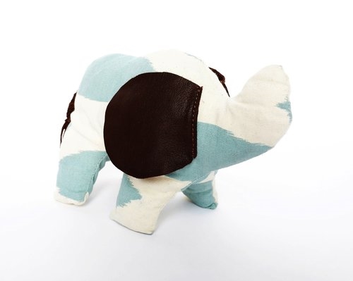 Eloise the Elephant - Light Blue Ikat/Brown