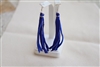 Leather Fringe Earrings - Blue