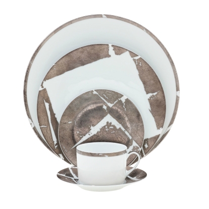 Bernardaud Silver Leaf 5 Piece Place Setting Round