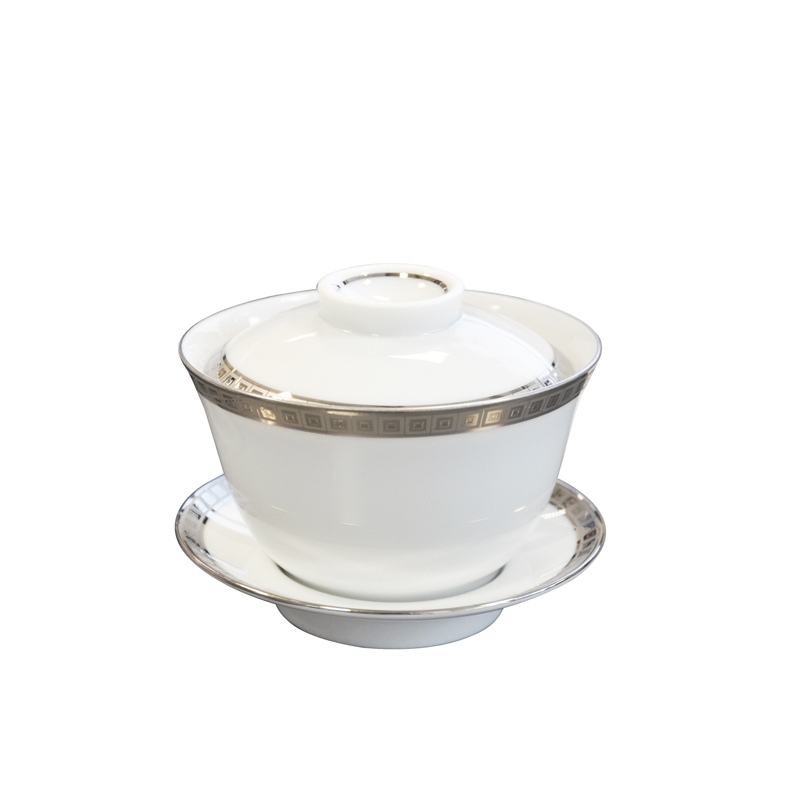 Bernardaud Athena Platinum Small Covered Cup & Saucer