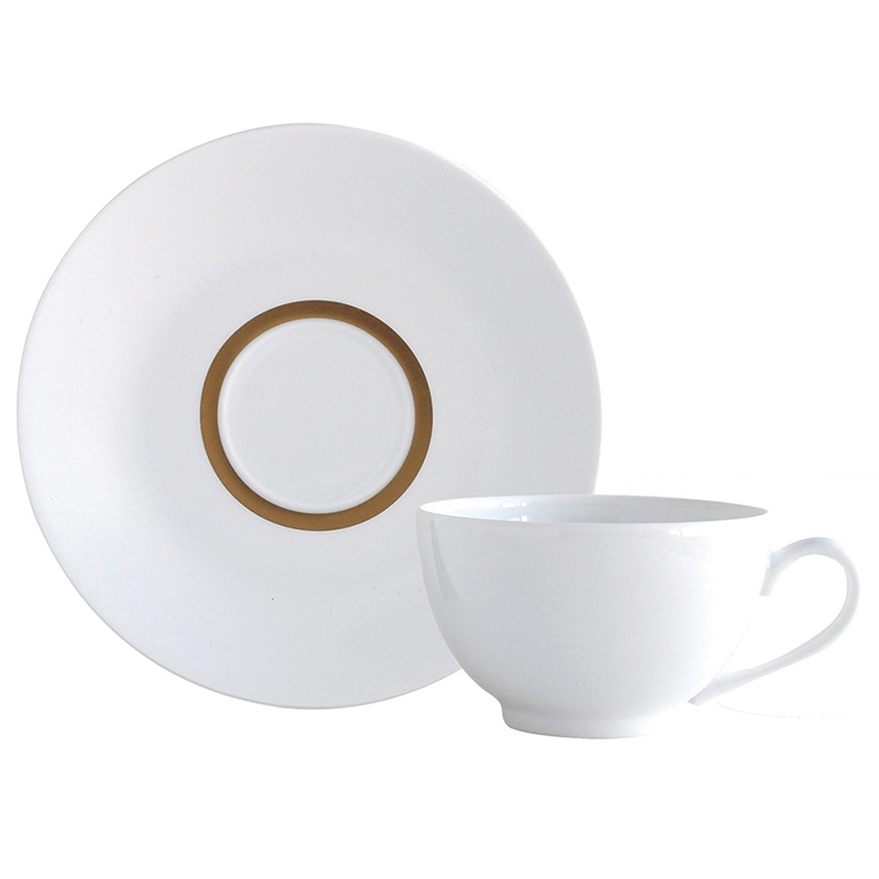 Bernardaud Limoges Cronos Gold Tea Saucer Boule Shape