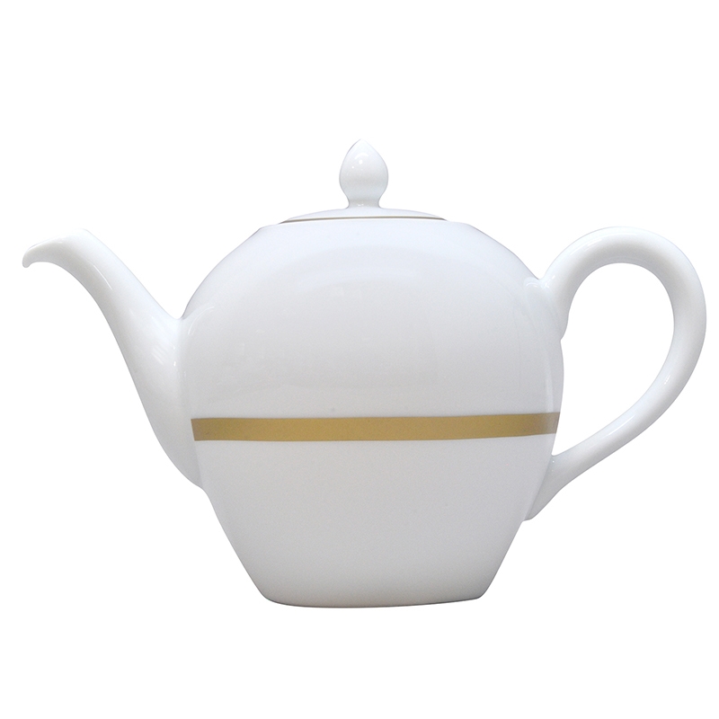 Bernardaud Limoges Cronos Gold Tea Pot Boule Shape
