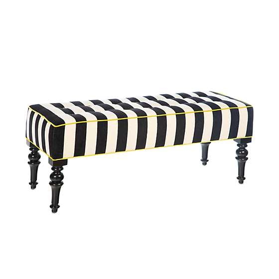 Mackenzie-Childs Marquee Bench Chenille Blk Stripe