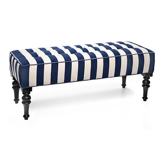 Mackenzie-Childs Marquee Bench Chenille Nvy Stripe