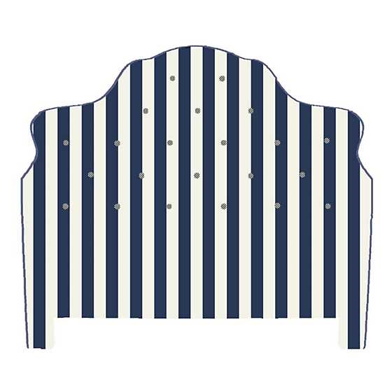 Mackenzie-Childs Marquee Headboard Chenille Navy Stripe King