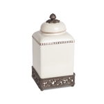 The GG Collection Cream Acanthus Leaf Canister, Medium