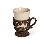 The GG Collection 9oz. Cups w/Holder, Set/4 - Cream