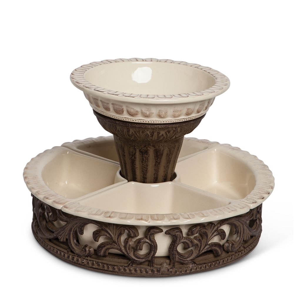 The GG Collection Metal Pedestal w/ 5 Piece Crudite Set