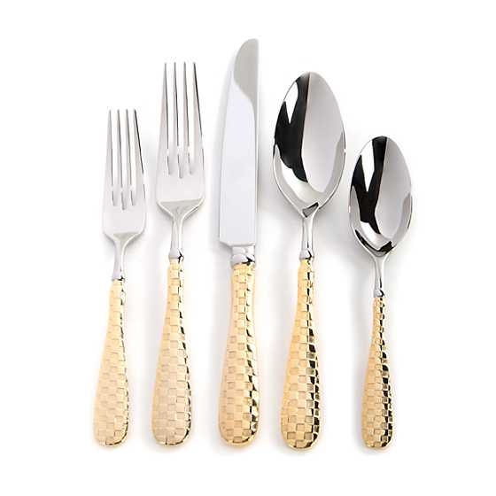 Mackenzie-Childs Gold Check Flatware 5pc Place Set