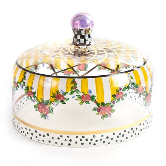 MacKenzie-Childs Striped Awning Hand-Painted Glass Cake Dome