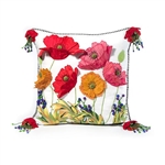 MacKenzie-Childs Red Poppy Square Pillow