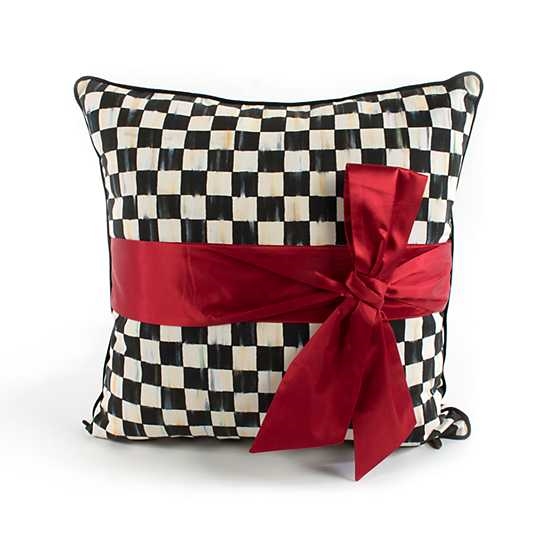 Mackenzie-Childs Courtly Check Sash Pillow Red