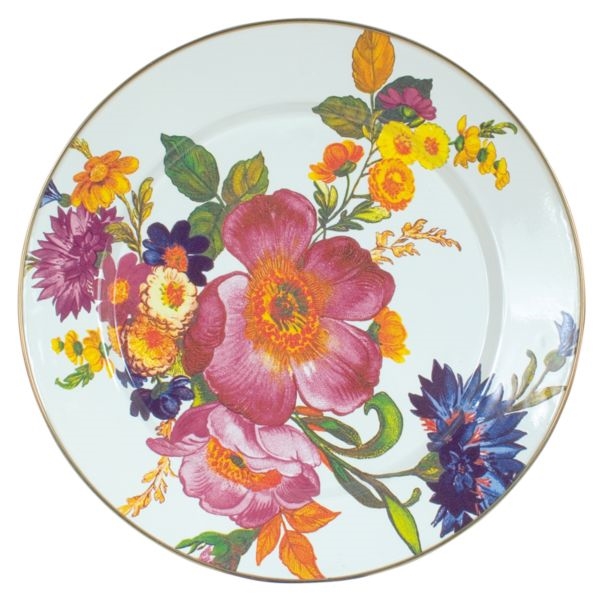 MacKenzie-Childs Flower Market Enamel Charger/Plate White