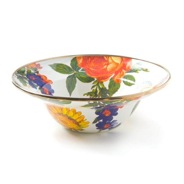 MacKenzie-Childs Flower Market Enamel Breakfast Bowl White