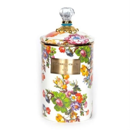 MacKenzie-Childs Flower Market Large Canister White