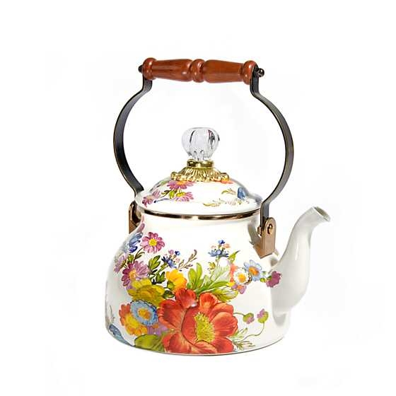 Mackenzie-Childs Flower Market 2 Qt Tea Kettle White