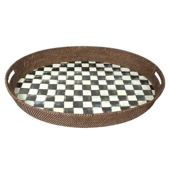 MacKenzie-Childs Enamelware Courtly Check Rattan Party Tray