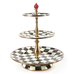 MacKenzie-Childs Courtly Check Enamel Three Tier Sweet Stand