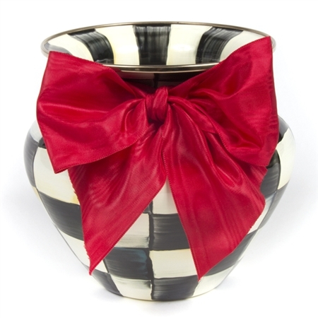 MacKenzie-Childs Courtly Check Vase Red Bow Large