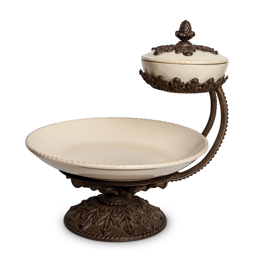 The GG Collection Chip and Dip Server w/ Lid Cream, Baroque