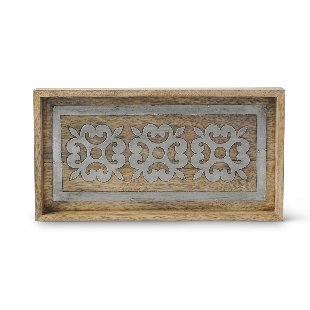 The GG Collection Wood and Metal Bath Tray