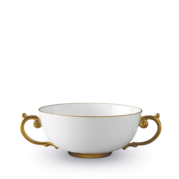 L'Objet  Aegean 24kt Gold Soup Bowl with 2 Handles.