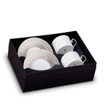 L'Objet Aegean Platinum Tea Cup and Saucer Gift Box Set