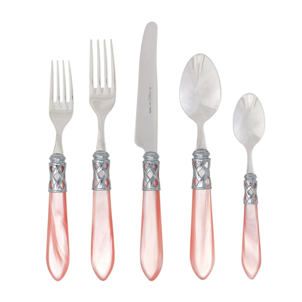 Vietri Aladdin Brilliant Light Pink 5-pc. Stainless Place Setting