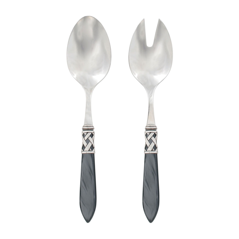 Vietri Aladdin Brilliant Charcoal Salad Server Set - ALD-9804CC-B