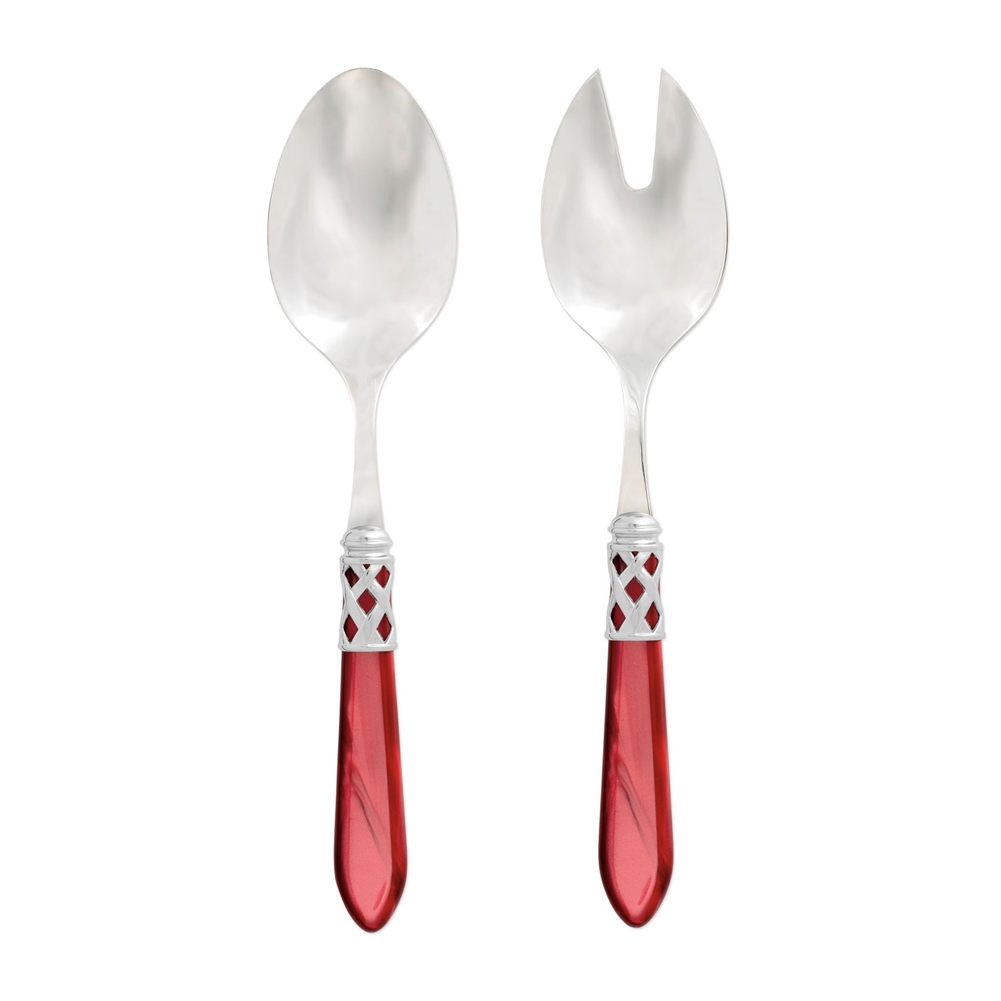 Vietri Aladdin Brilliant Red Salad Server Set - ALD-9804R-B