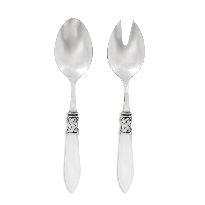 Vietri Aladdin White Antique Salad Server Set