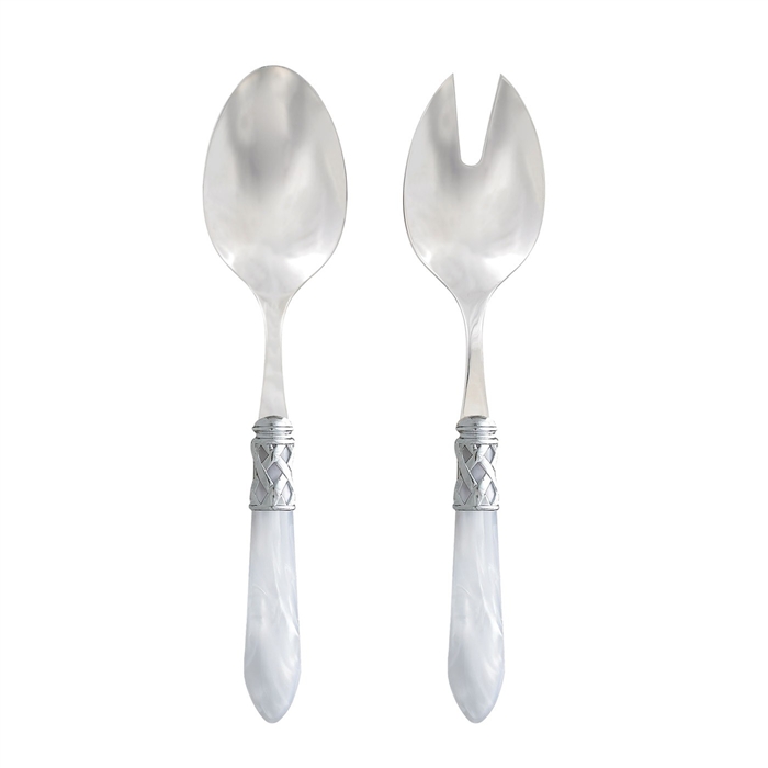 Vietri Aladdin White Brilliant Salad Server Set