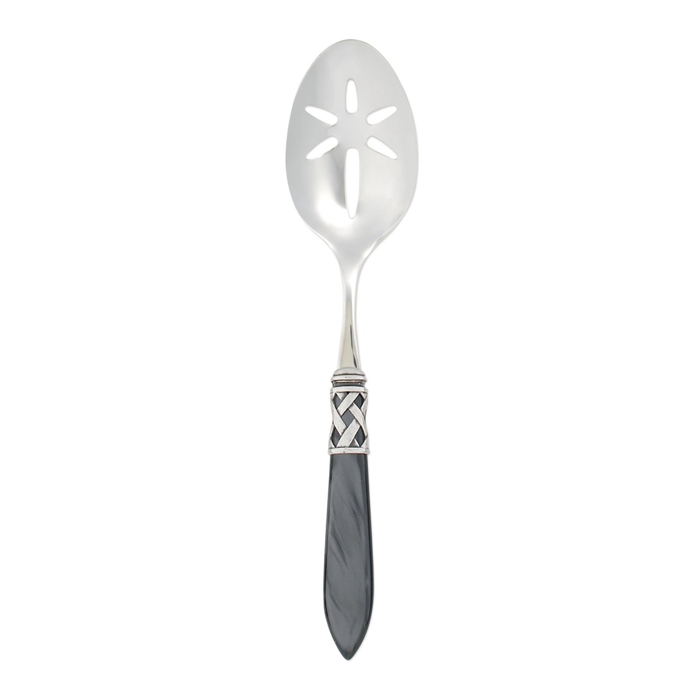 Vietri Aladdin Antique Charcoal Slotted Serving Spoon - ALD-9818CC