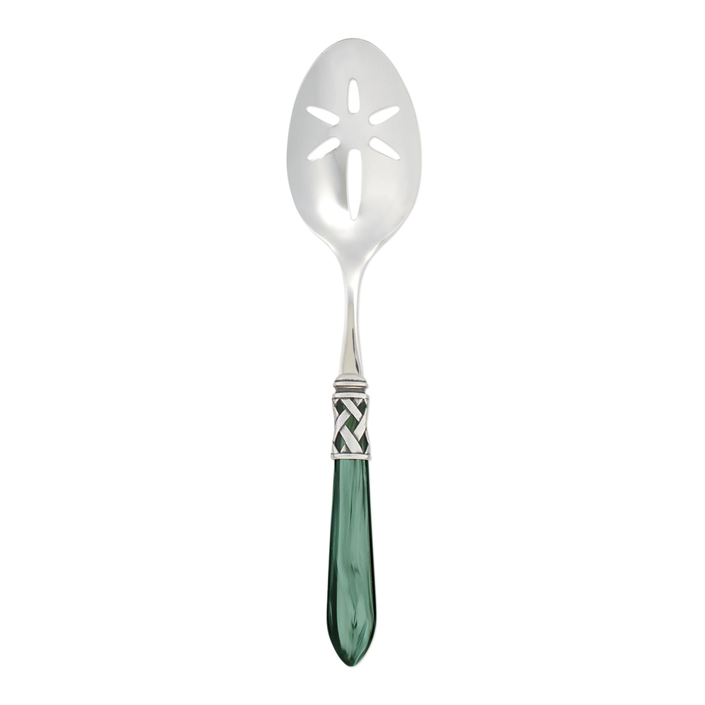 Vietri Aladdin Antique Green Slotted Serving Spoon - ALD-9818G