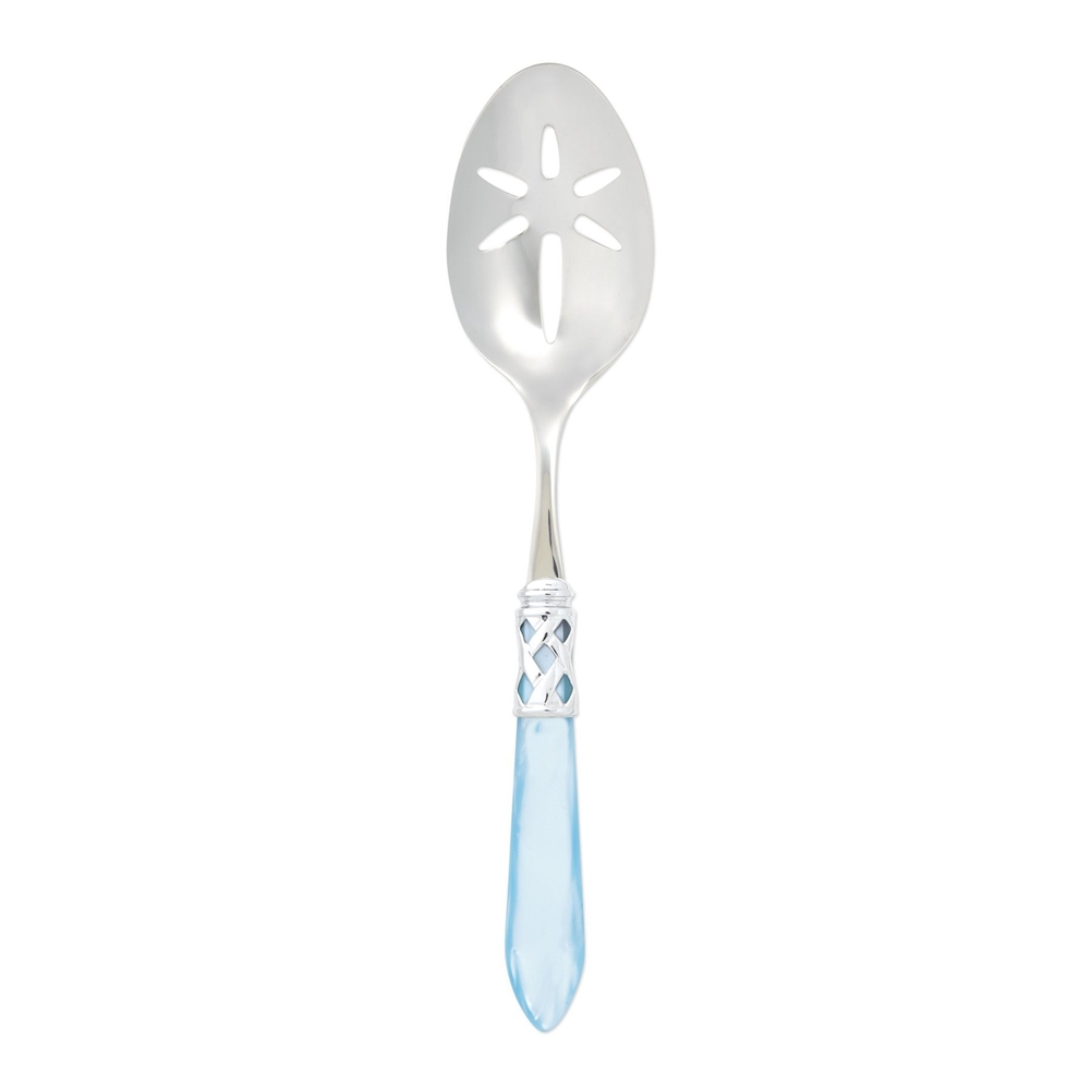 Vietri Aladdin Brilliant Light Blue Slotted Serving Spoon - ALD-9818LB-B