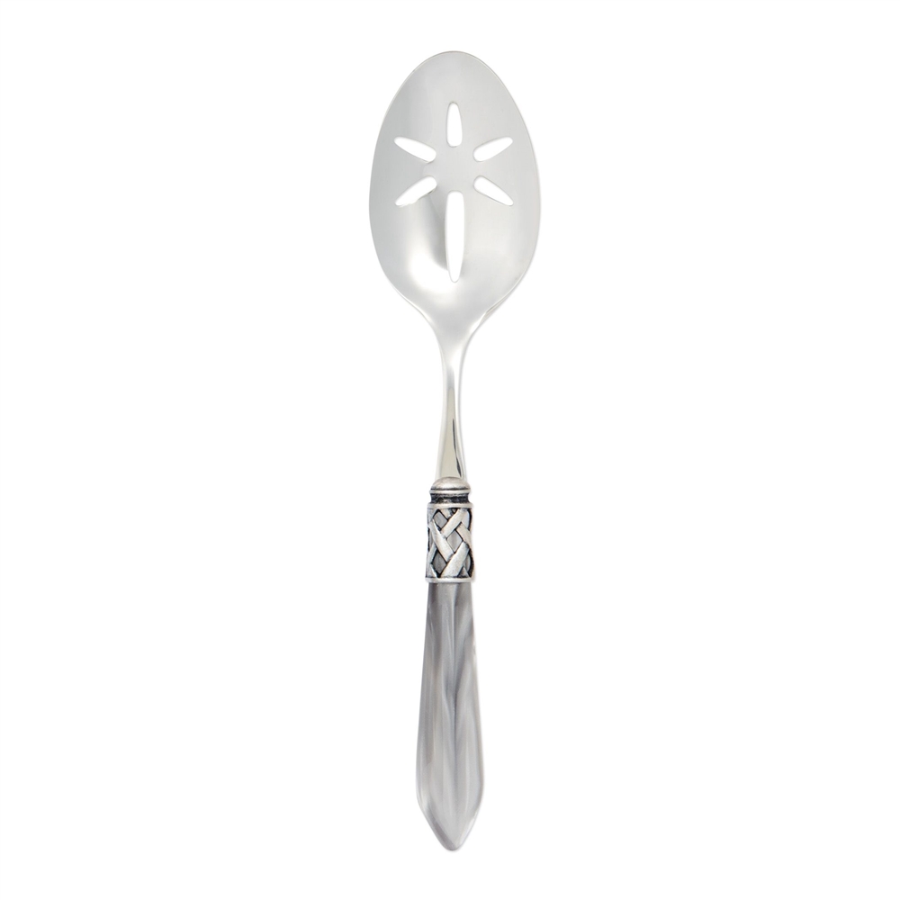 Vietri Aladdin Antique Light Gray Slotted Serving Spoon - ALD-9818LG