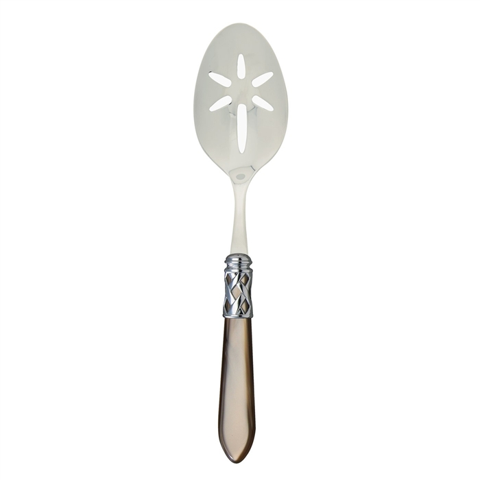 Vietri Aladdin Taupe Brilliant Slotted Serving Spoon